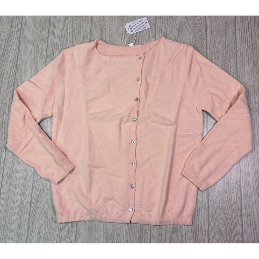 Elegant Pink Button Front Cardigan Sweater Womens Size M Soft Feel‎